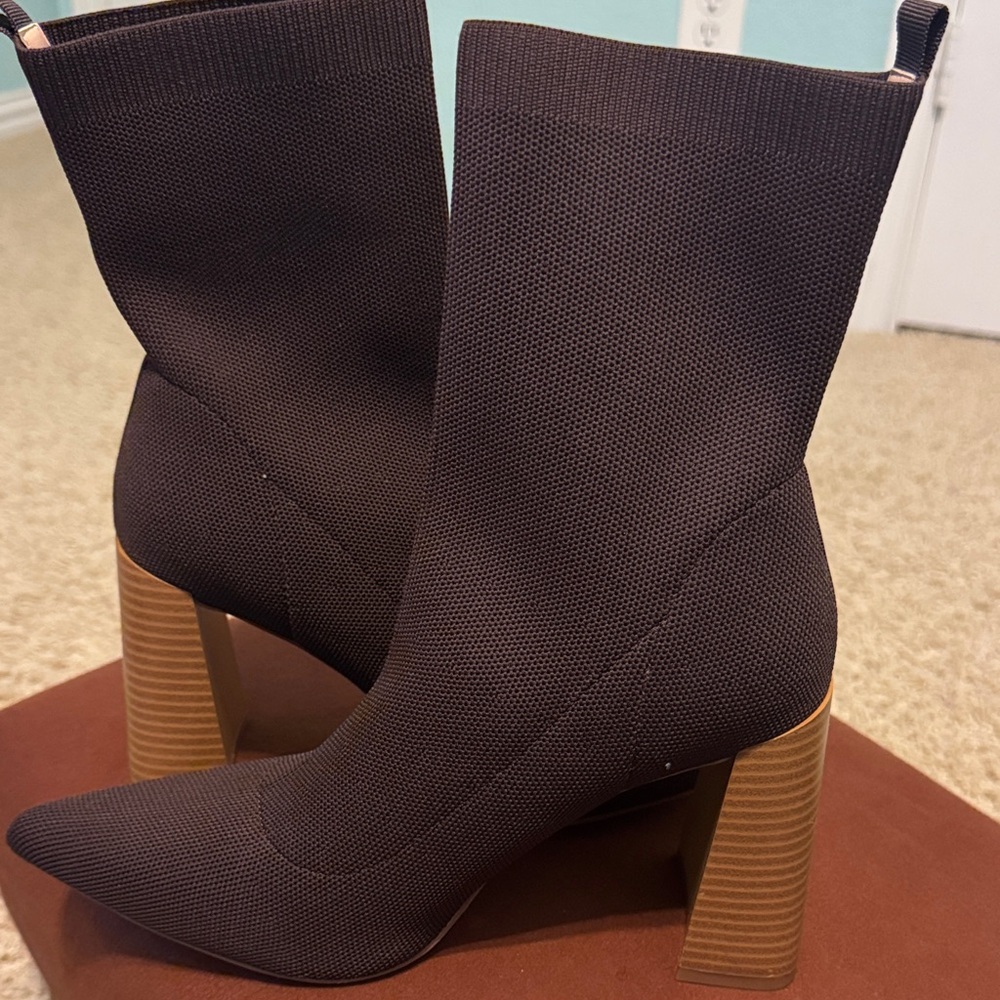 Brown Textured Ankle Boots